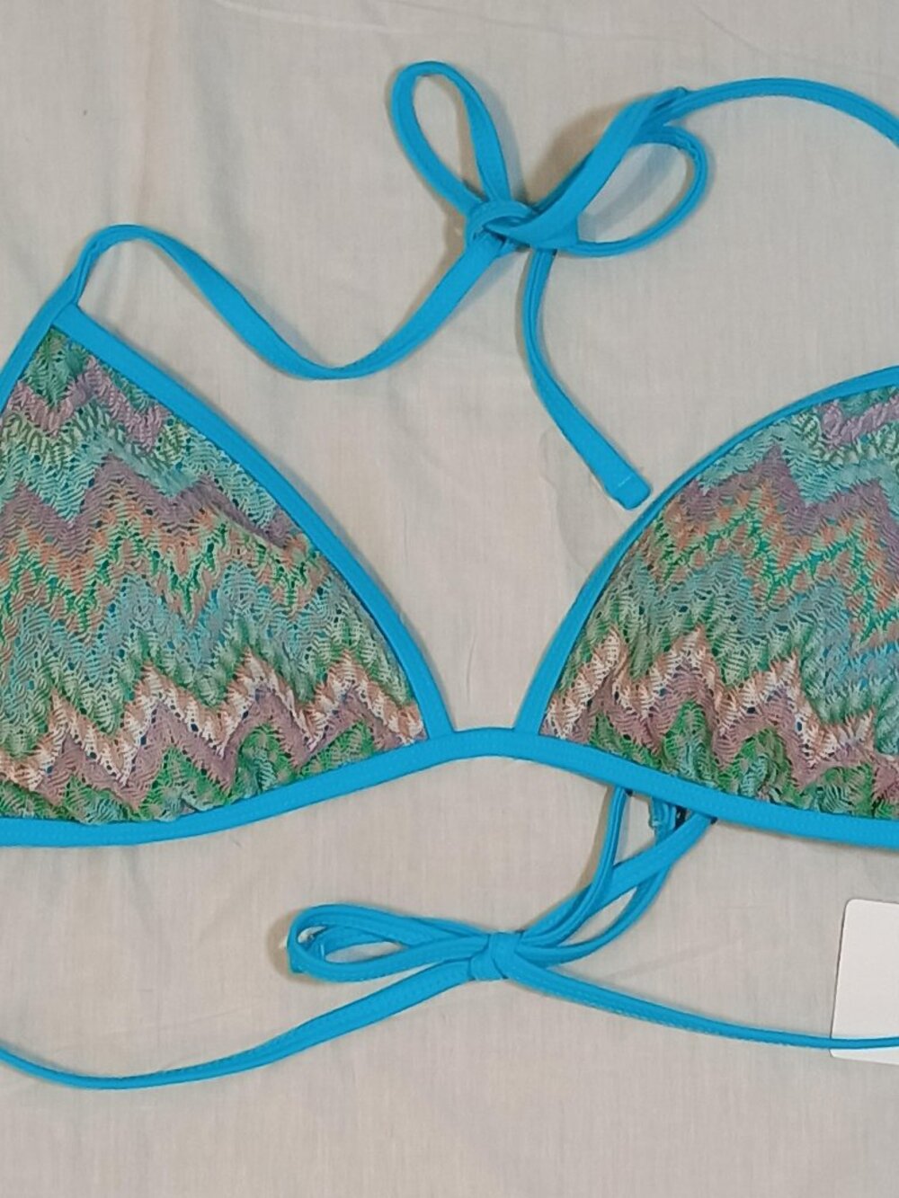 Hurley/Bikini Top/Juniors XL/Blue Pink Green Chevron Knit Strap Swim Surf NWT Be